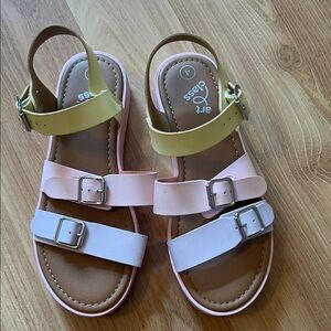 Art Class Kids Sandals - Light Pink and Light Yellow Size 4